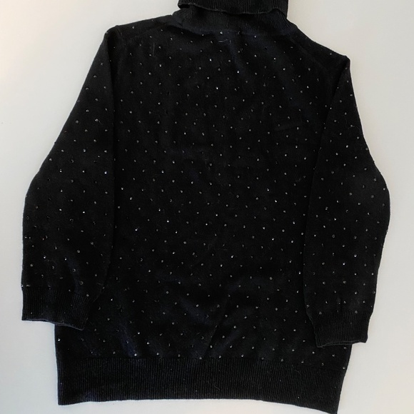 Women's Nice Connection Black Turtleneck Sweater with Sparkle, 25% Cashmere - Picture 3 of 6